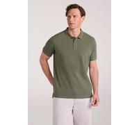 Mountain Warehouse 'Lakeside II' Mens Polo Shirt with Button Neck Breathable Summer Tee Khaki Cotton - Size Medium