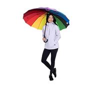 Mountain Warehouse Large Rainbow Umbrella - Double Canopy Brolly, Cushion Handles, Leave Open to Dry - For Spring Summer, Camping, Outdoors, Travelling, Picnic Mixed ONE