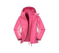Mountain Warehouse Lightning 3 in 1 Kids Waterproof Jacket - Taped Seams Triclimate Jacket, Detachable Hood, Inner Fleece Kids Coat - Spring Summer, Walking Light Pink (01) Kids Size 11-12 Years