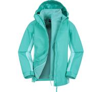 Mountain Warehouse Lightning 3 in 1 Kids Waterproof Jacket - Taped Seams Triclimate Jacket, Detachable Hood, Inner Fleece Kids Coat - Spring Summer, Walking Teal (01) Kids Size 3-4 Years