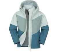 Mountain Warehouse Lightning 3 in 1 Kids Waterproof Jacket - Taped Seams Triclimate Jacket, Detachable Hood, Inner Fleece Kids Coat - For Spring Summer, Walking Teal Kids Size 2-3 Years