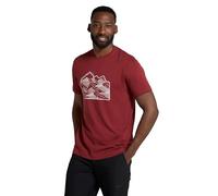Mountain Warehouse Linear Mountain Mens Cotton T-Shirt - Lightweight & Breathable UV Protect Tee Shirt - Best for Autumn, Winter Outdoors & Holiday Dark Burgundy L