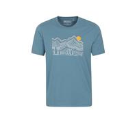 Mountain Warehouse Linear Mountain Mens Cotton T-Shirt - Lightweight & Breathable UV Protect Tee Shirt - Best for Autumn, Winter Outdoors & Holiday Blue M