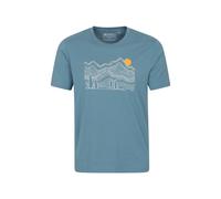 Mountain Warehouse 'Linear Mountain' Mens Graphic T-Shirt Cotton Everyday Tee Blue - Size Large