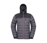 Mountain Warehouse Link Mens Padded Jacket - Showerproof, Lightweight & Warm Puffer Coat with Lots Of Pocket - Ideal For Cold & Wet Weather Dark Grey M