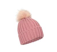 Mountain Warehouse Lisbon Fur Lined Womens Pom Beanie - Warm Ladies Cap, Breathable Hat Cap, Easy Care - Best for Travelling, Walking & Camping Pale Pink One Size