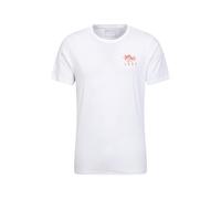 Mountain Warehouse Looe Mens T-Shirt Cotton Breathable Everyday Summer Printed Tee White - Size Small