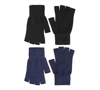 Mountain Warehouse Magic Fingerless Womens Gloves - 2Pk - Touchscreen fingers Mitts - Best for Best for Autumn Winter, Walking, Outdoors, Daily Use Black One Size