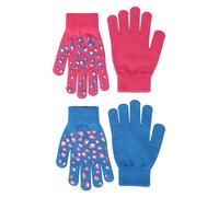 Mountain Warehouse Magic Grippi Kids Glove 2-Pack - Warm & Cosy, Improved Grip, Stretch cuff Mitts, Boys & Girls - Best for Autumn Winter, Walking, Outdoors, Daily Use Fuchsia M - L