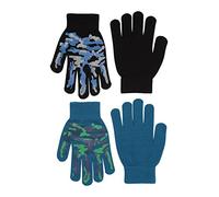 Mountain Warehouse Magic Grippi Kids Glove 2-Pack - Warm & Cosy, Improved Grip, Stretch cuff Mitts, Boys & Girls - Best for Autumn Winter, Walking, Outdoors, Daily Use Petrol M - L