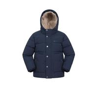 Mountain Warehouse Manta Kids Borg Lined Jacket - Water-resistant Coat with Chin Guard & Front Pockets, Boys & Girls, PFC Free - Autumn Winter, Outdoors & Hiking Navy Teen Size 13 Years