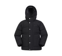Mountain Warehouse Manta Kids Borg Lined Jacket - Water-resistant Coat with Chin Guard & Front Pockets, Boys & Girls, PFC Free - Autumn Winter, Outdoors & Hiking Black Kids Size 9-10 Years