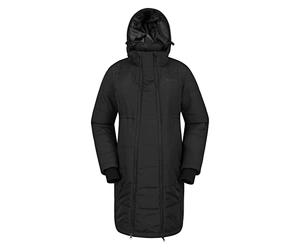 Mountain Warehouse Maternity Amethyst Womens Long Padded Jacket - Water-resistant, IsoTherm Ladies Coat with Adjustable Hood - Winter Travelling & Outdoors Black Women's Size 10