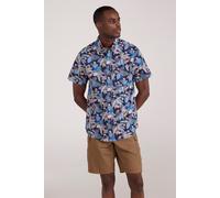 Mountain Warehouse Tropical Printed Mens Short Sleeved Shirt - Lightweight, Easy Care, Casual Wear - for Spring Summer, Camping, Travelling Blue M