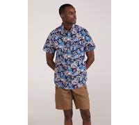 Mountain Warehouse Tropical Printed Mens Short Sleeved Shirt - Lightweight, Easy Care, Casual Wear - for Spring Summer, Camping, Travelling Blue L