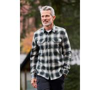 Mountain Warehouse Trace Mens Flannel Long Sleeve Shirt - Lightweight, Breathable Casual Checks Shirt in 100% Cotton, Buttoned Front Pockets - Spring Summer Dark Green XXS