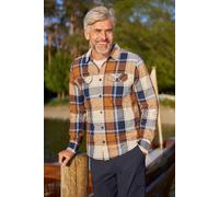 Mountain Warehouse Trace Mens Flannel Long Sleeve Shirt - Lightweight & Breathable Casual Checks Shirt in 100% Cotton with Buttoned Front Pockets - for Travel & Walking Tan S