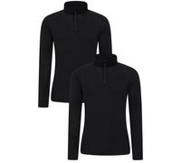 Mountain Warehouse Merino Mens Base Layer Top Multipack - Isotherm, Moisture Wicking & Antibacterial Tee - Best for Autumn Winter, Camping, Outdoors, Travelling & Hiking Black (2 Pack) 3XL