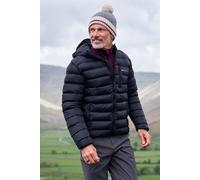 Mountain Warehouse Link Mens Padded Jacket - Showerproof, Lightweight & Warm Puffer Coat with Lots Of Pocket - Ideal For Cold & Wet Weather Black M