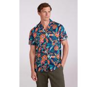 Mountain Warehouse Mens Palm Leaf Beach Shirt - Bright Blue - 3XL - Bright Blue - 52% Viscose/48% Cotton