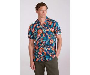 Mountain Warehouse Mens Palm Leaf Beach Shirt - Bright Blue - 3XL - Bright Blue - 52% Viscose/48% Cotton
