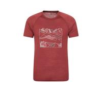 Mountain Warehouse Mens Quest Printed Merino Blend Thermal Top - Burgundy - XL - Burgundy