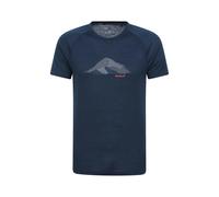 Mountain Warehouse Mens Quest Printed Merino Blend Thermal Top - Dark Blue - XXS - Dark Blue - 50% Polyester/50% Merino Wool