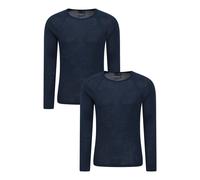 Mountain Warehouse Merino Mens Base Layer Top Multipack - Isotherm, Moisture Wicking & Quick Drying T-Shirt - Best for Autumn, Winter, Camping, Outdoors & Hiking Navy (2 Pack) 4XL