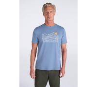 Mountain Warehouse Linear Mountain Mens Cotton T-Shirt - Lightweight & Breathable UV Protect Tee Shirt - Best for Spring Summer, Outdoors & Holiday Blue 3XL