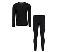 Mountain Warehouse Merino Mens Thermal Top & Pant Set - Lightweight Comfortable Top & Bottoms Set - Autumn Winter, Outdoors, Travelling & Hiking Black 3XL