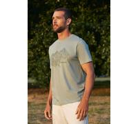 Mountain Warehouse Tonal Mountain Mens Cotton T-Shirt - Lightweight, Breathable & UV Protect Casual Tee - Autumn, Winter Outdoors, Holiday, Walking, Hiking Light Khaki S