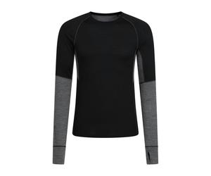 Mountain Warehouse Mens Ultra Merino Wool Round Neck Base Layer Top - Black - XS - Black - 100% Merino Wool