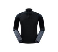 Mountain Warehouse Mens Ultra Merino Wool Zip Neck Base Layer Top - Black - XXL - Black - 100% Merino Wool