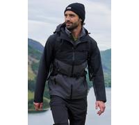 Mountain Warehouse Verge Extreme Mens Waterproof Jacket - 10,000mm, Breathable, Taped Seams, Packaway Hood Rain Coat - Spring Summer, Walking, Outdoors, Camping Black L