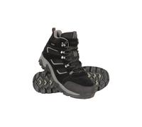 Mountain Warehouse Voyage Mens Waterproof Mid Hiking Boots - Suede & Mesh Upper, EVA Midsole, High Rise Hiking Boots, Rubber Outsole Shoe -Footwear for Walking, Trekking Jet Black Adult Shoe Size 9