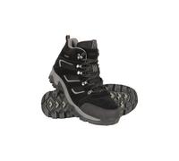 Mountain Warehouse Voyage Mens Waterproof Mid Hiking Boots - Suede & Mesh Upper, EVA Midsole, High Rise Shoes, Rubber Outsole Footwear - Spring Summer, Walking Jet Black Adult Shoe Size 11