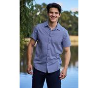 Mountain Warehouse Weekender Short Sleeved Mens Shirt - 100% Cotton Shirt, Lightweight Casual Top, Breathable, Comfortable - Spring Summer, Walking, Camping Navy XS