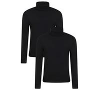 Mountain Warehouse Meribel Mens Thermal Baselayer Top - Combed Cotton Sweater, Roll Neck Jumper, Breathable, Quick Drying & Fitted Sleeves - for Everyday Use Black XXS