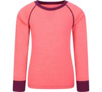 Mountain Warehouse Merino II Kids Round Neck Baselayer Top - Bright Pink