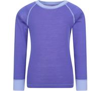 Mountain Warehouse Merino Kids Round Neck Thermal Baselayer Top - Long Sleeve, Lightweight, Antibacterial, Breathable & Quick Dry T-Shirt - Travelling & Outdoors Purple Kids Size 7-8 Years