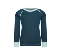 Mountain Warehouse Merino Kids Round Neck Thermal Baselayer Top - Long Sleeve, Lightweight, Antibacterial, Breathable & Quick Dry T-Shirt - Travelling & Outdoors Teal Kids Size 5-6 Years