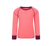 Mountain Warehouse Merino Kids Round Neck Baselayer Top Bright Pink 7-8y