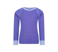 Mountain Warehouse Merino Kids Round Neck Thermal Baselayer Top - Long Sleeve, Lightweight, Antibacterial, Breathable & Quick Dry T-Shirt - Travelling & Outdoors Purple Kids Size 5-6 Years