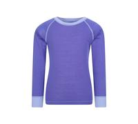 Mountain Warehouse Merino Kids Round Neck Thermal Baselayer Top - Long Sleeve, Lightweight, Antibacterial, Breathable & Quick Dry T-Shirt - Travelling & Outdoors Purple Kids Size 7-8 Years
