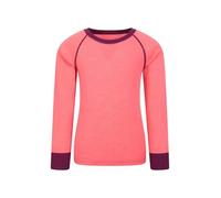 Mountain Warehouse Merino Kids Round Neck Thermal Baselayer Top - Long Sleeve, Lightweight, Antibacterial, Breathable & Quick Dry T-Shirt - Travelling & Outdoors Bright Pink Kids Size 7-8 Years