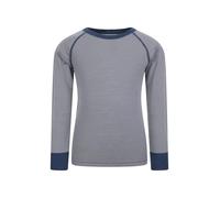Mountain Warehouse Merino Kids Round Neck Thermal Baselayer Top - Long Sleeve, Lightweight, Antibacterial, Breathable & Quick Dry T-Shirt - Travelling & Outdoors Grey Kids Size 5-6 Years