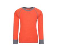 Mountain Warehouse Merino Kids Round Neck Thermal Baselayer Top - Long Sleeve, Lightweight, Antibacterial, Breathable & Quick Dry T-Shirt - Travelling & Outdoors Orange Kids Size 5-6 Years