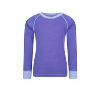 Mountain Warehouse Merino Kids Round Neck Thermal Baselayer Top - Long Sleeve, Lightweight, Antibacterial, Breathable & Quick Dry T-Shirt - Travelling & Outdoors Purple Kids Size 3-4 Years