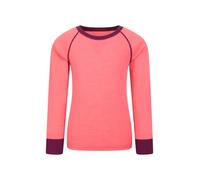Mountain Warehouse Merino Kids Round Neck Thermal Baselayer Top - Long Sleeve, Lightweight, Antibacterial, Breathable & Quick Dry T-Shirt - Travelling & Outdoors Bright Pink Teen Size 13 Years