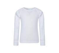 Mountain Warehouse Merino Kids Round Neck Thermal Baselayer Top - Long Sleeve, Lightweight, Antibacterial, Breathable & Quick Dry T-Shirt - Travelling & Outdoors White Kids Size 3-4 Years